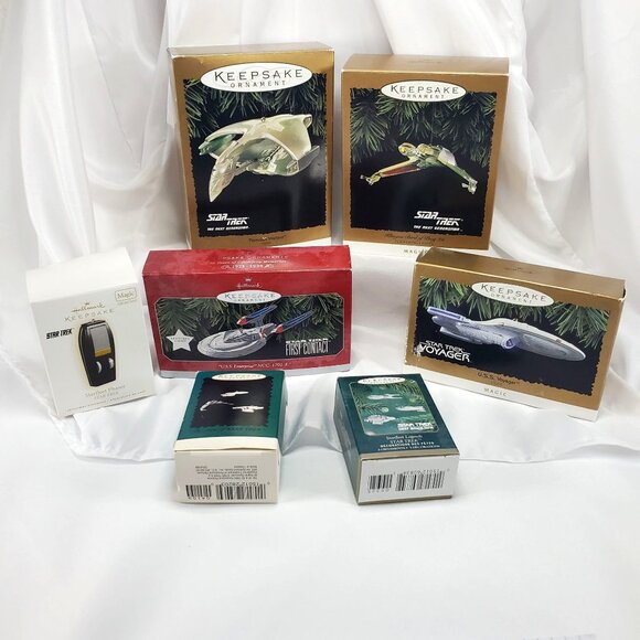 Hallmark Ornaments Star Trek Collection 1990s Magic Lighted Ships Lot of 7 - Picture 1 of 12